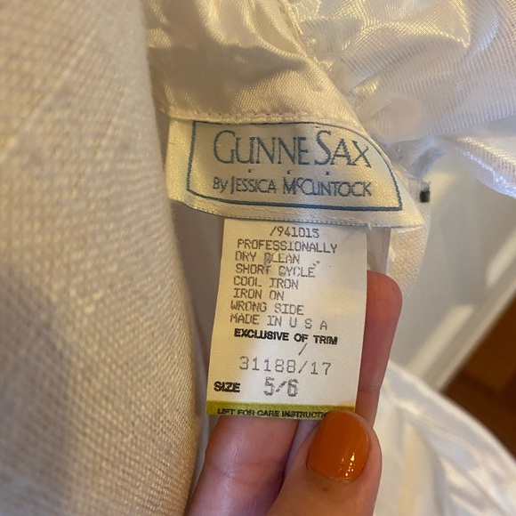 VINTAGE 1980S GUNNE SAX 5/6 XS JESSICA MCCLINTOCK FORMAL WEDDING GOWN LACE SATIN - Picture 11 of 12